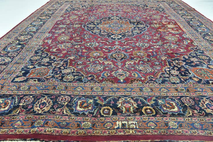 Detail image of 9' 10 x 12' 10 Hand Knotted Mashad Persian Wool Rug