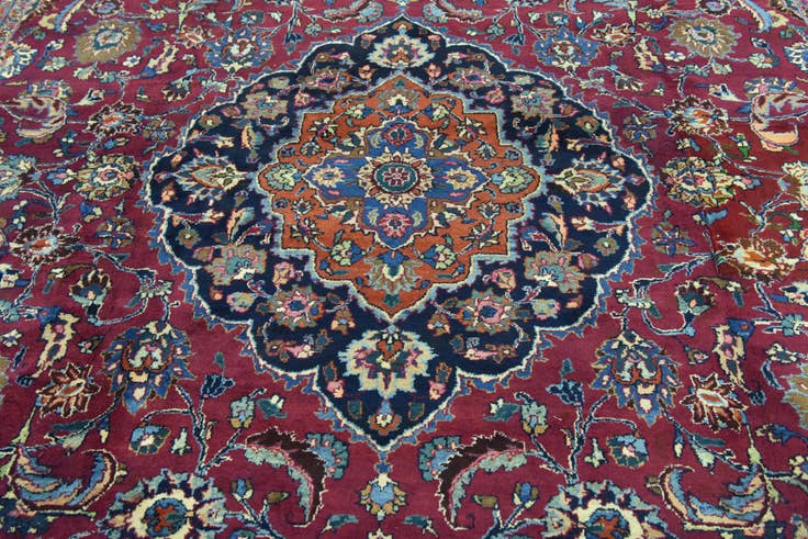 Detail image of 9' 10 x 12' 10 Hand Knotted Mashad Persian Wool Rug