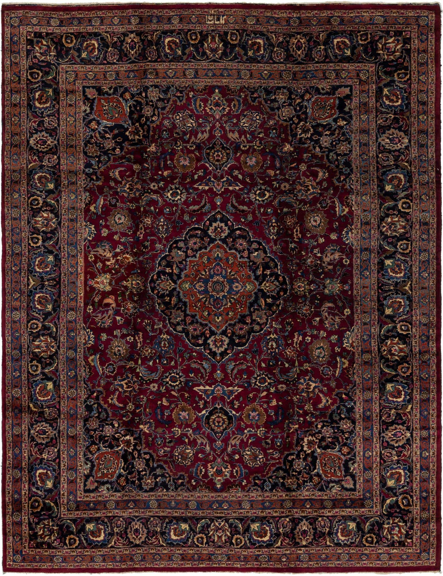 9' 10 x 12' 10 Hand Knotted Mashad Persian Wool Rug