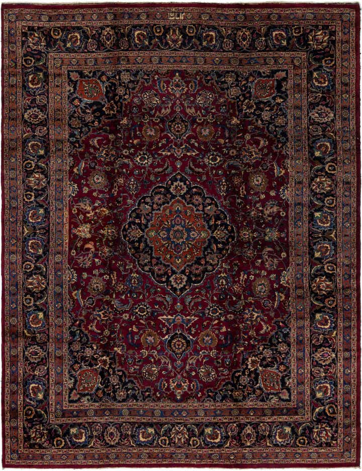 9' 10 x 12' 10 Hand Knotted Mashad Persian Wool Rug