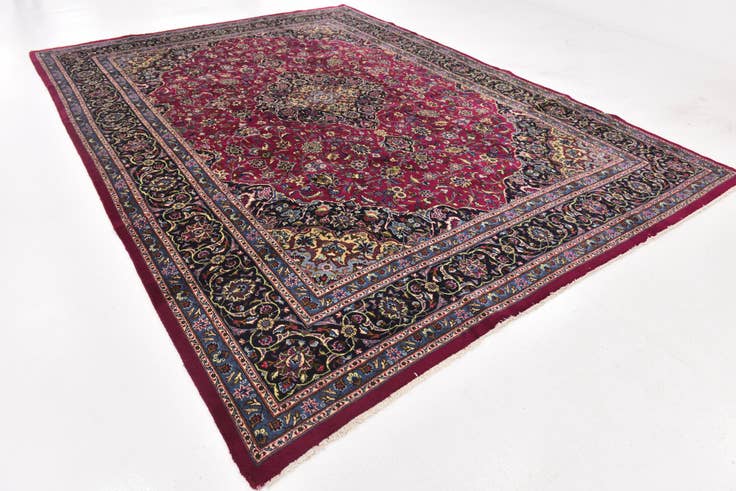Detail image of 9' 8 x 13' Hand Knotted Mashad Persian Wool Rug