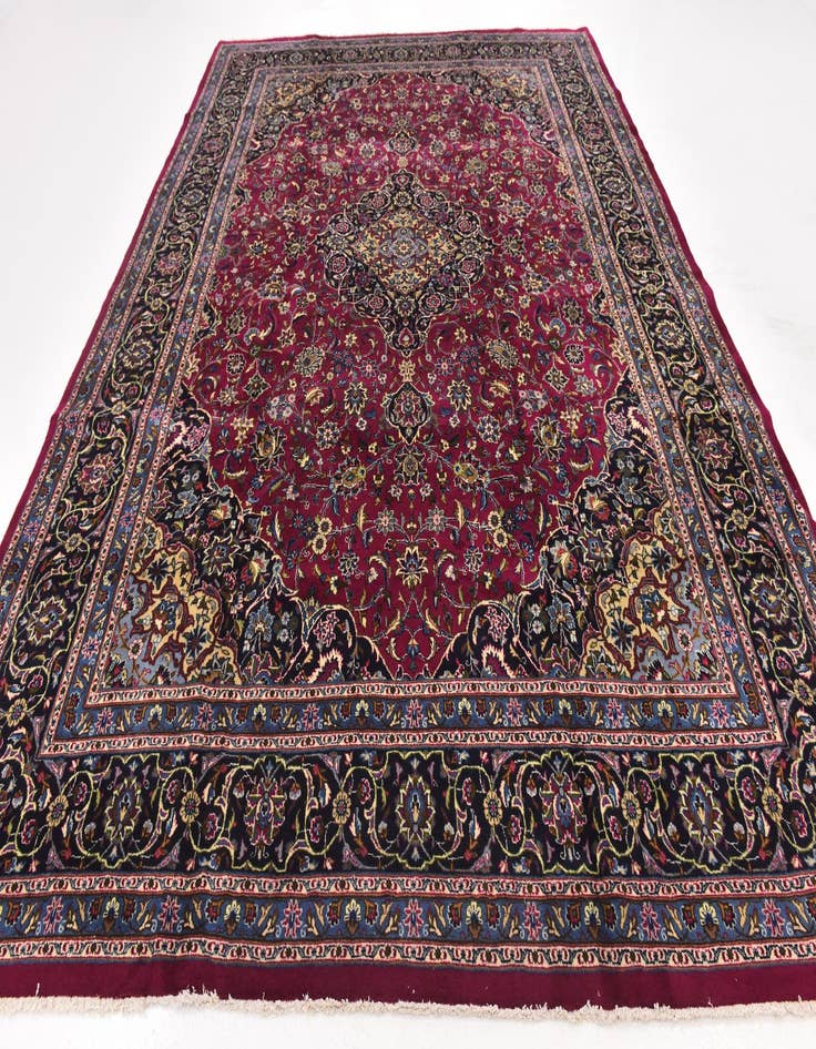 Detail image of 9' 8 x 13'  Hand Knotted Mashad Persian Wool Rug