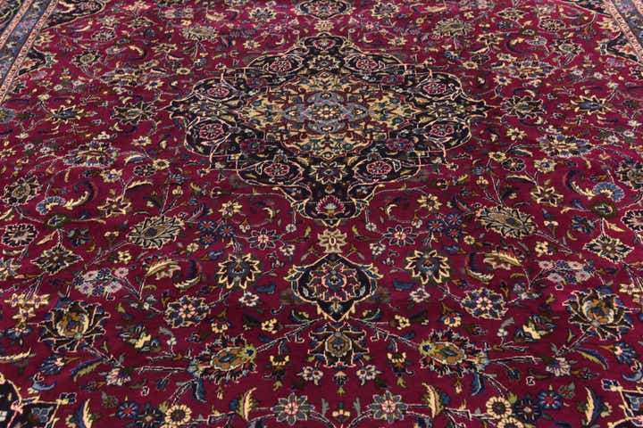 9' 8 x 13' Hand Knotted Mashad Persian Wool Rug