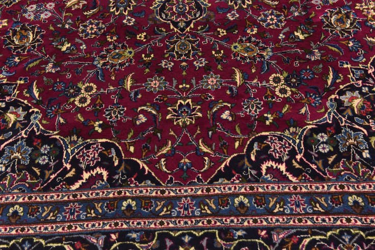 Detail image of 9' 8 x 13' Hand Knotted Mashad Persian Wool Rug