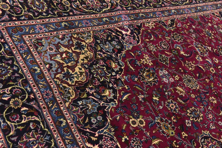 Detail image of 9' 8 x 13' Hand Knotted Mashad Persian Wool Rug
