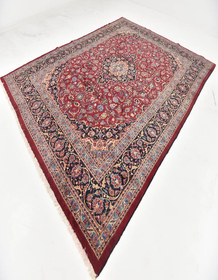 Detail image of 9' 7 x 12' 8  Hand Knotted Mashad Persian Wool Rug