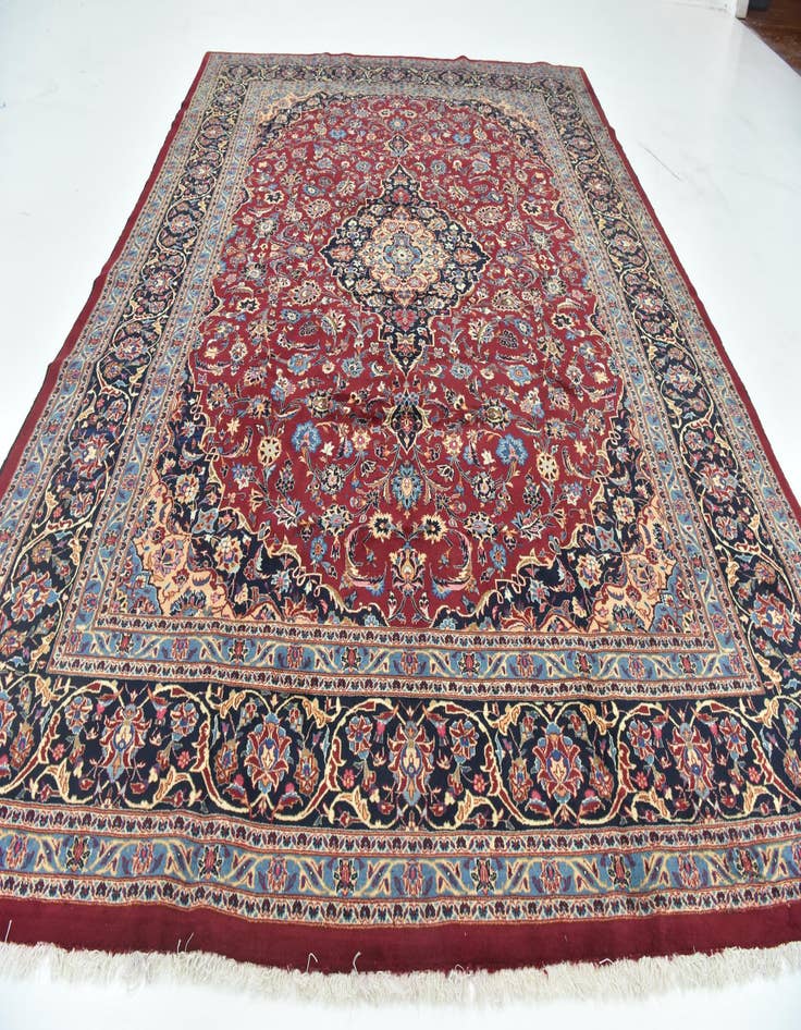 Detail image of 9' 7 x 12' 8  Hand Knotted Mashad Persian Wool Rug