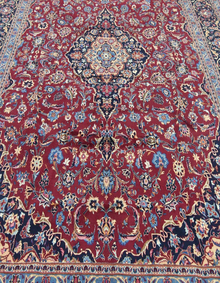 Detail image of 9' 7 x 12' 8  Hand Knotted Mashad Persian Wool Rug