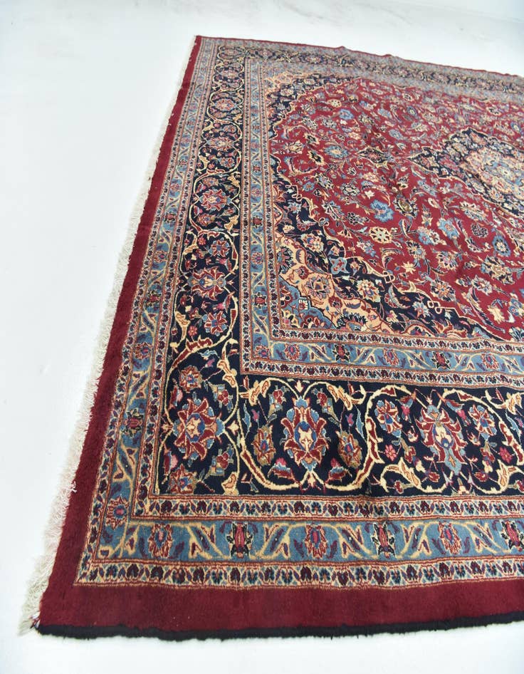 Detail image of 9' 7 x 12' 8  Hand Knotted Mashad Persian Wool Rug