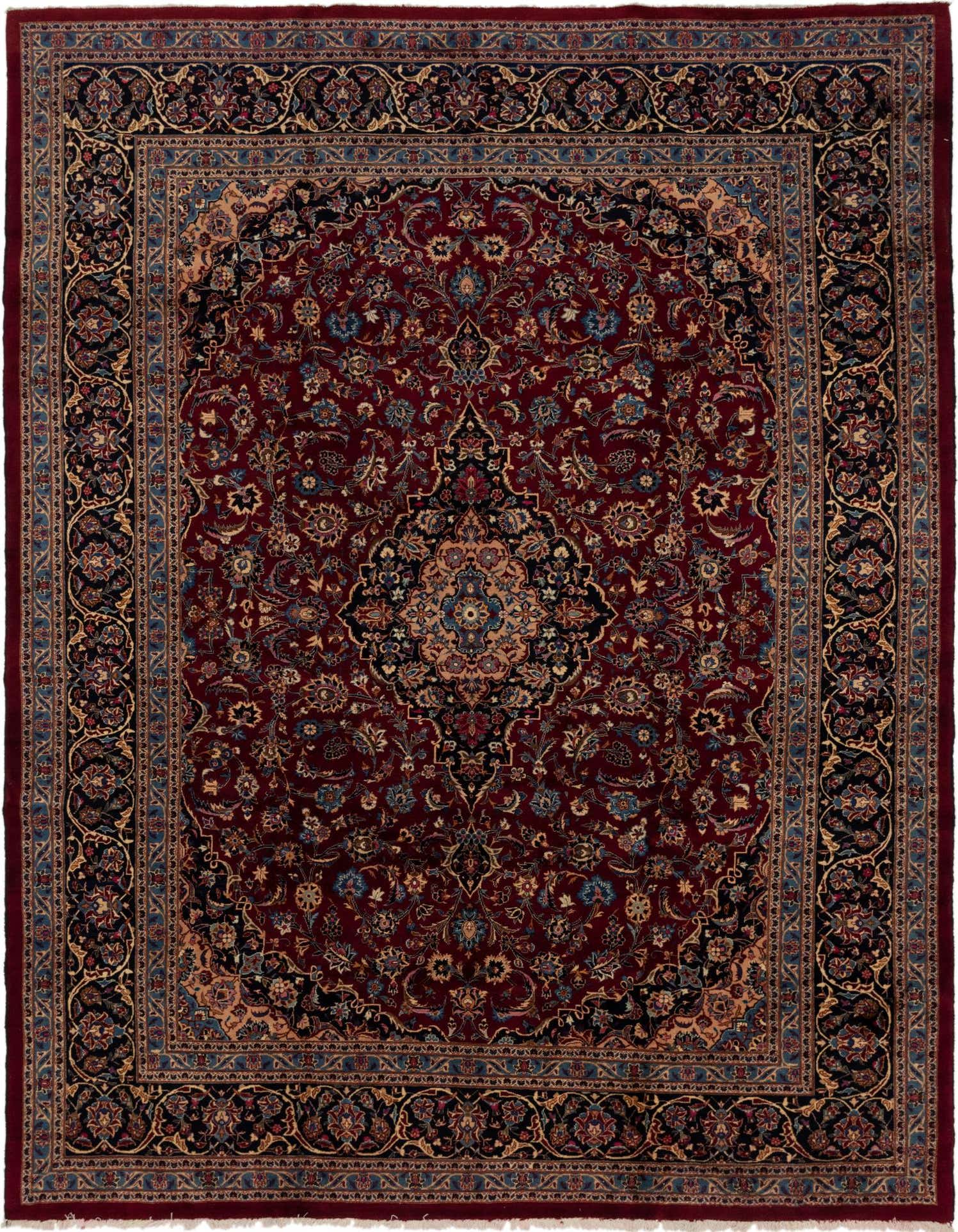 9' 7 x 12' 8 Hand Knotted Mashad Persian Wool Rug