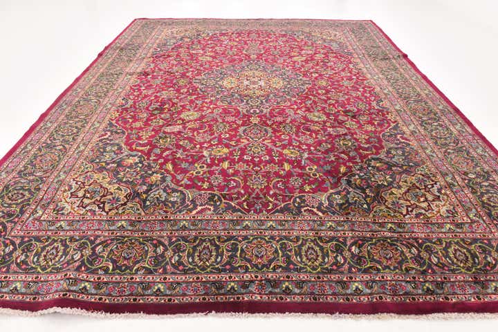 9' 9 x 12' 9 Hand Knotted Mashad Persian Wool Rug