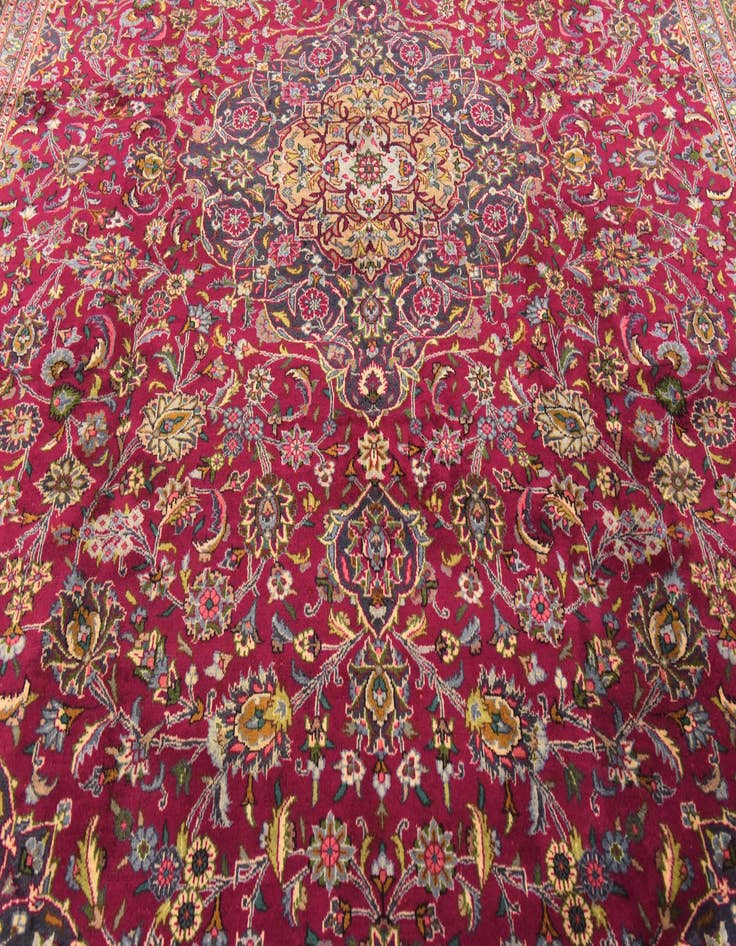 Detail image of 9' 9 x 12' 9  Hand Knotted Mashad Persian Wool Rug