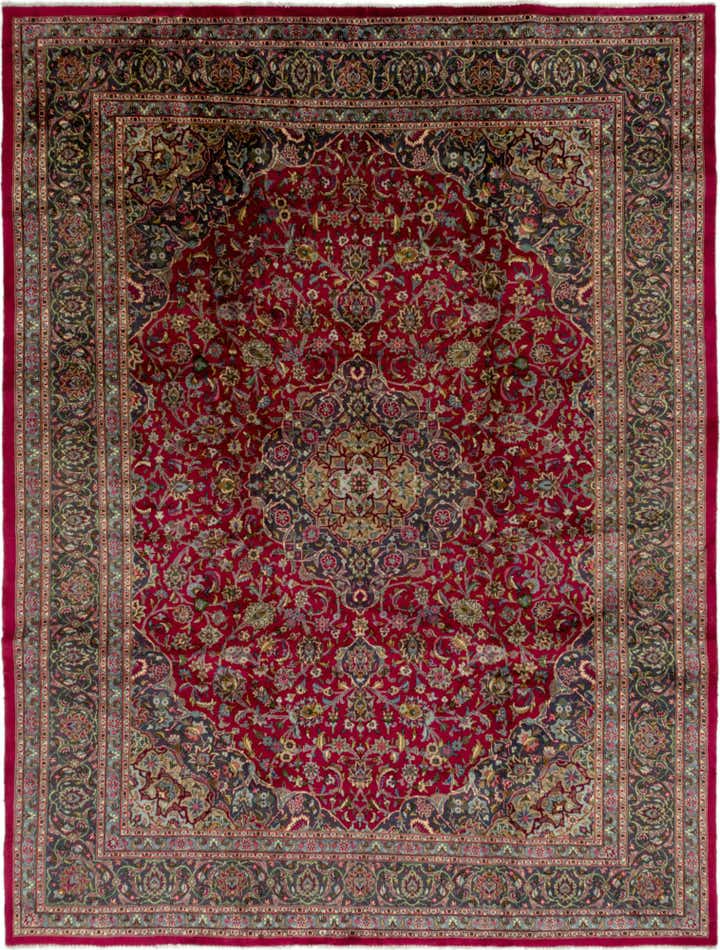 9' 9 x 12' 9 Hand Knotted Mashad Persian Wool Rug