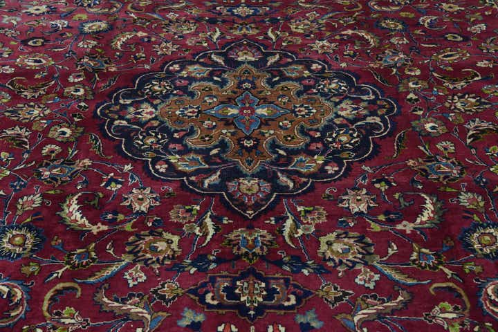 9' 6 x 12' 7 Hand Knotted Mashad Persian Wool Rug