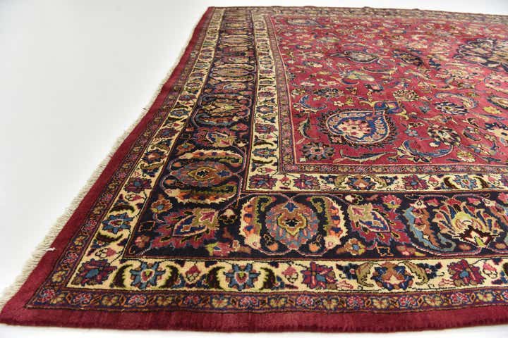 9' 6 x 12' 7 Hand Knotted Mashad Persian Wool Rug