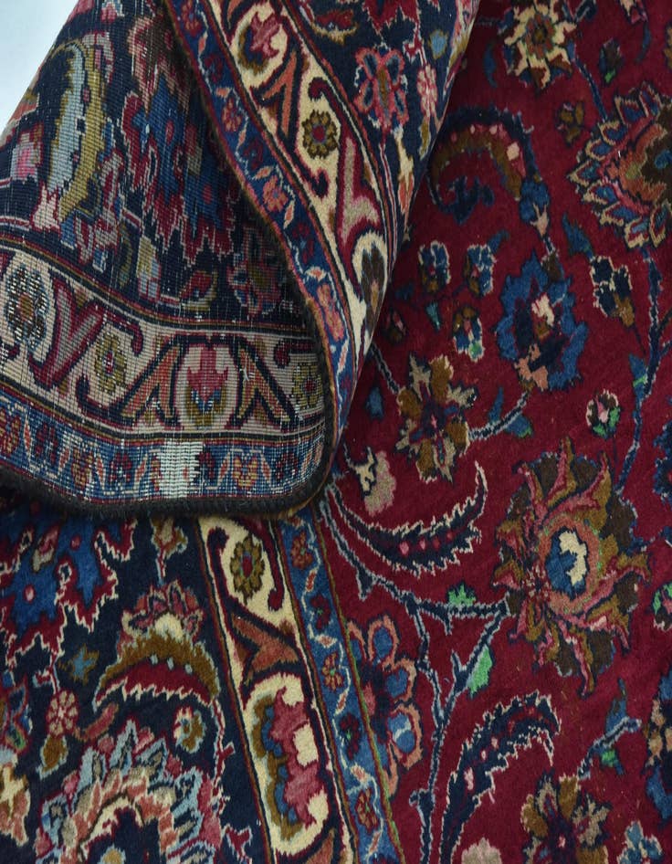 Detail image of 9' 6 x 12' 6  Hand Knotted Mashad Persian Wool Rug