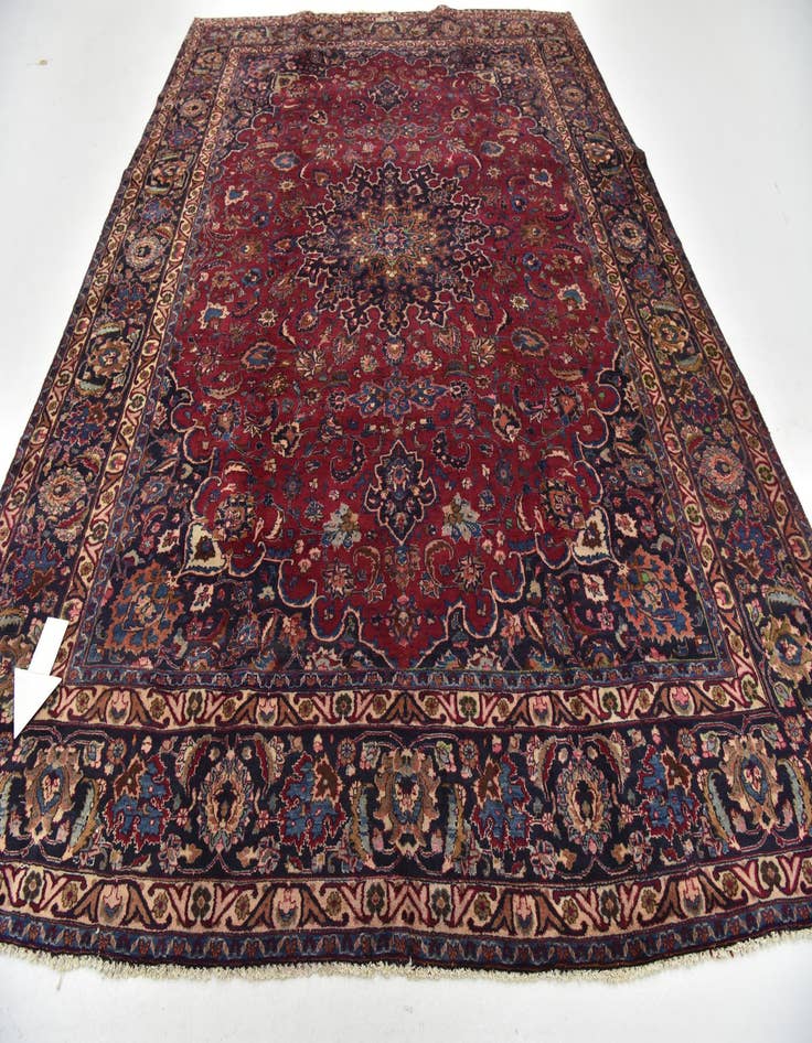 Detail image of 9' 6 x 12' 6  Hand Knotted Mashad Persian Wool Rug