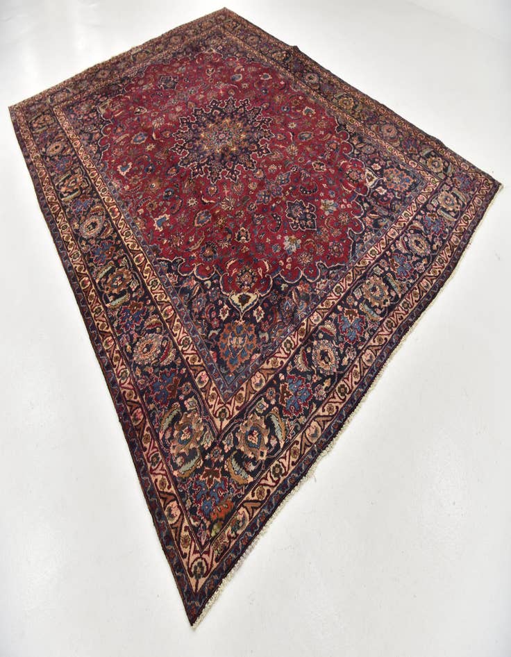 Detail image of 9' 6 x 12' 6  Hand Knotted Mashad Persian Wool Rug