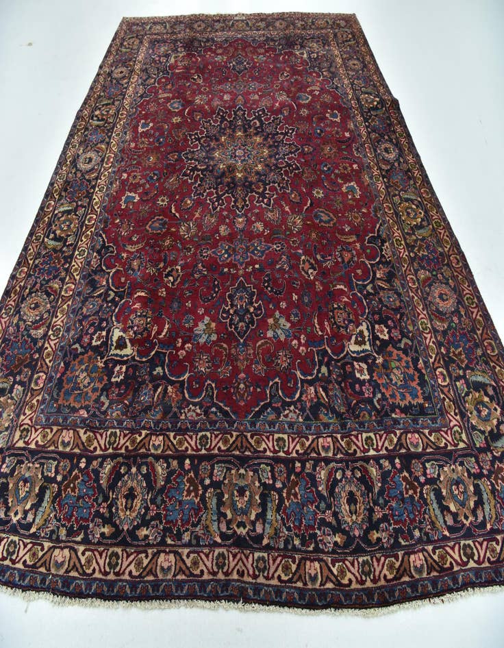 Detail image of 9' 6 x 12' 6  Hand Knotted Mashad Persian Wool Rug