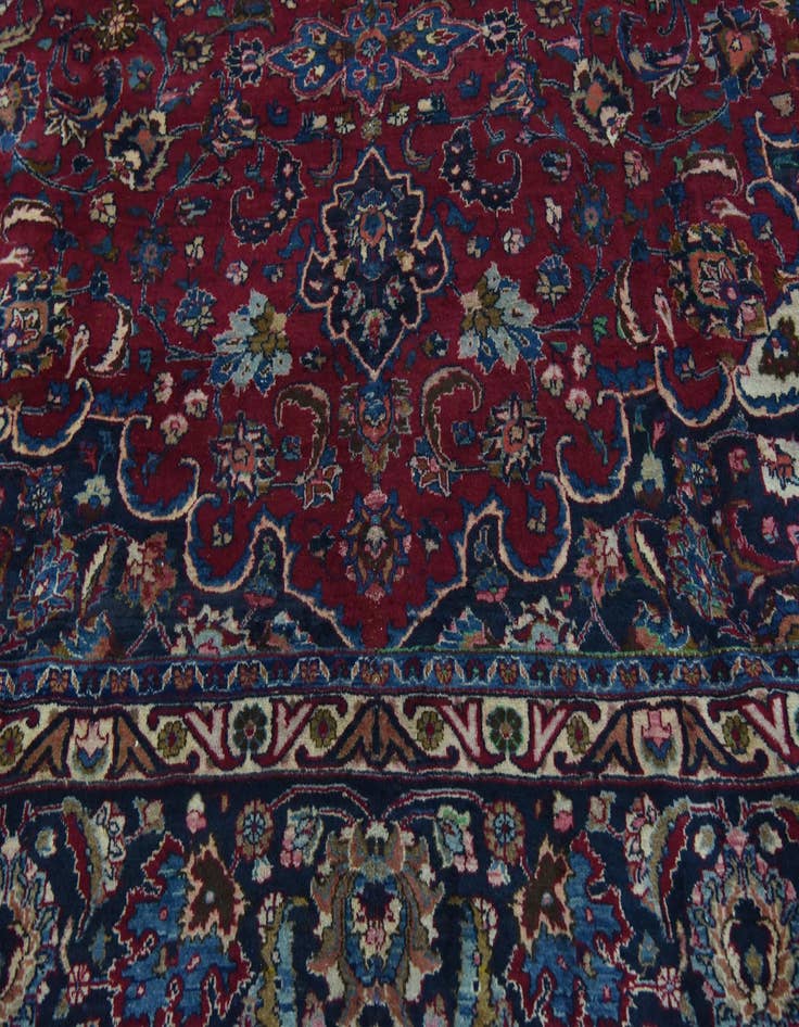 Detail image of 9' 6 x 12' 6  Hand Knotted Mashad Persian Wool Rug