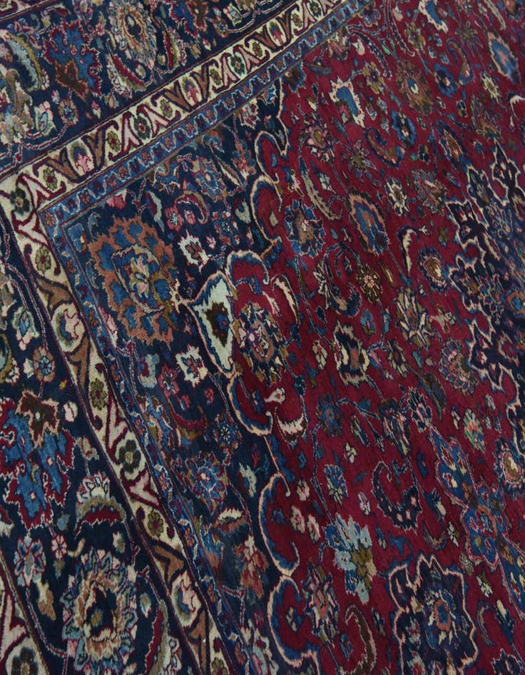 Detail image of 9' 6 x 12' 6  Hand Knotted Mashad Persian Wool Rug