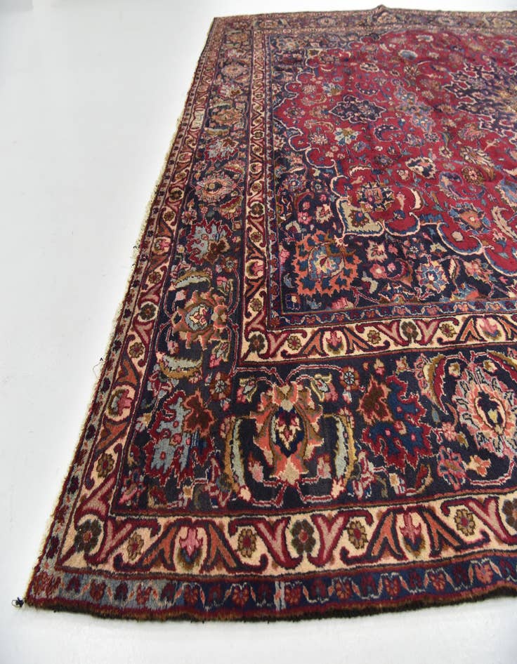 Detail image of 9' 6 x 12' 6  Hand Knotted Mashad Persian Wool Rug