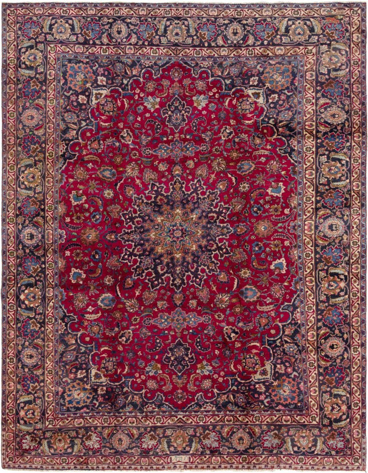 Detail image of 9' 6 x 12' 6 Hand Knotted Mashad Persian Wool Rug