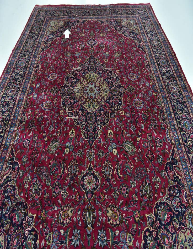 Detail image of 9' 10 x 13' 5 Hand Knotted Mashad Persian Wool Rug