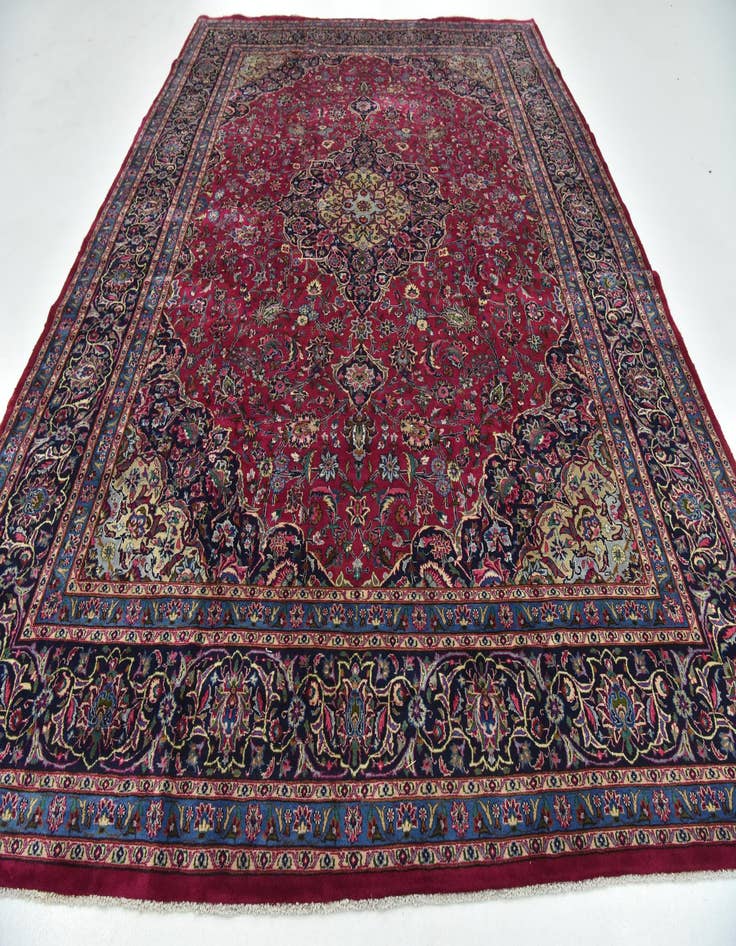Detail image of 9' 10 x 13' 5 Hand Knotted Mashad Persian Wool Rug
