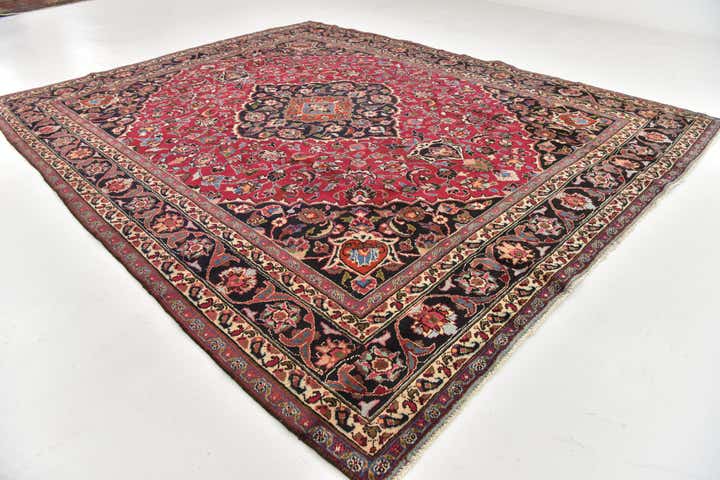 9' 10 x 12' 7 Hand Knotted Mashad Persian Wool Rug