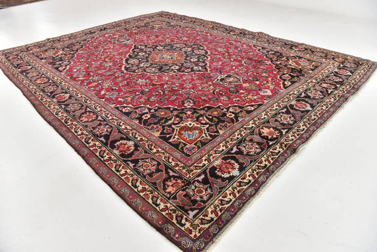 Detail image of 9' 10 x 12' 7 Hand Knotted Mashad Persian Wool Rug