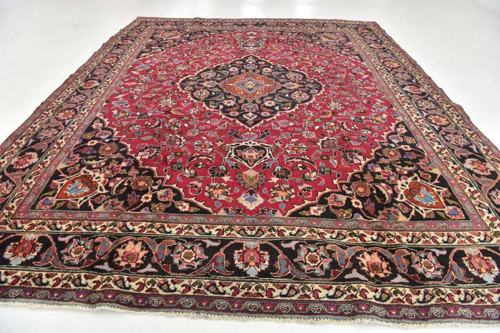 9' 10 x 12' 7 Hand Knotted Mashad Persian Wool Rug
