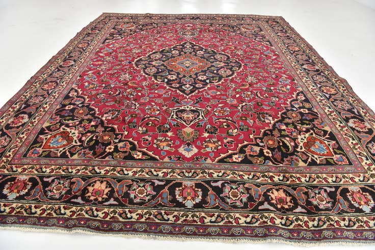 Detail image of 9' 10 x 12' 7 Hand Knotted Mashad Persian Wool Rug