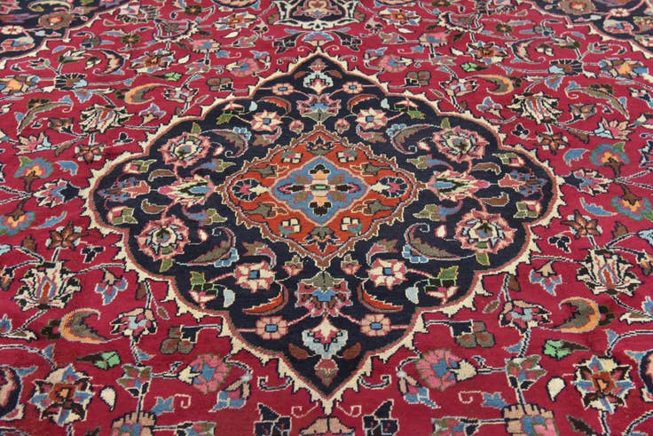 Detail image of 9' 10 x 12' 7 Hand Knotted Mashad Persian Wool Rug