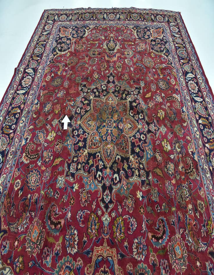 Detail image of 9' 8 x 13'  Hand Knotted Mashad Persian Wool Rug