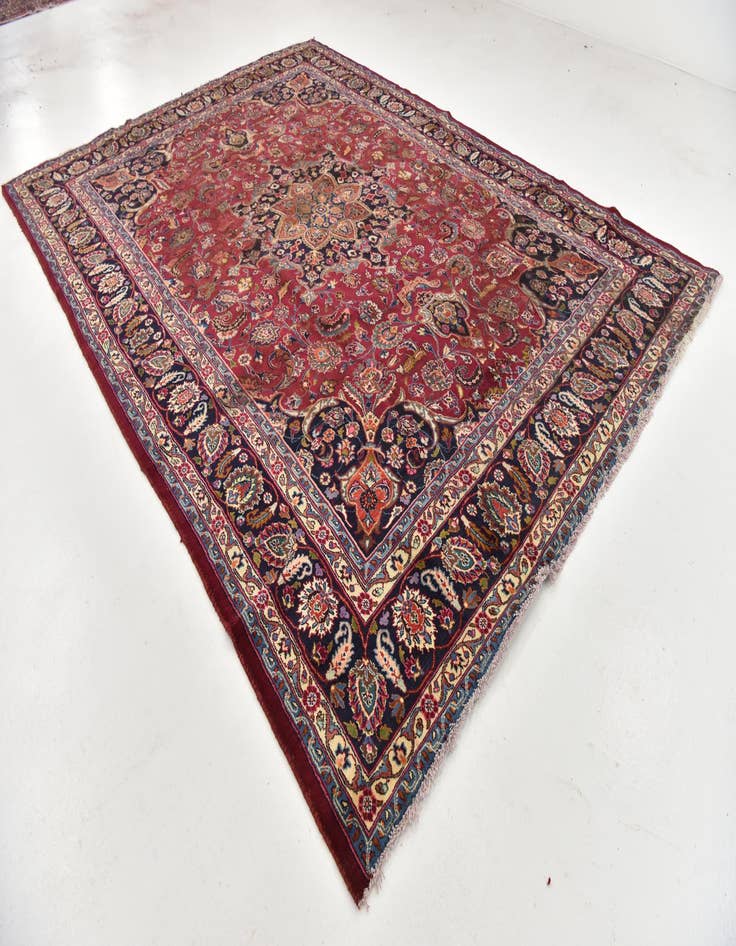 Detail image of 9' 8 x 13'  Hand Knotted Mashad Persian Wool Rug