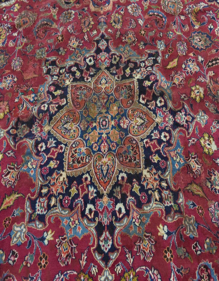 Detail image of 9' 8 x 13'  Hand Knotted Mashad Persian Wool Rug