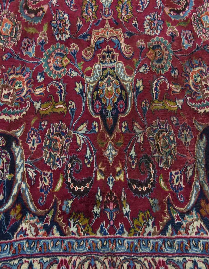 Detail image of 9' 8 x 13'  Hand Knotted Mashad Persian Wool Rug