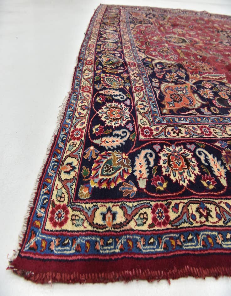 Detail image of 9' 8 x 13'  Hand Knotted Mashad Persian Wool Rug