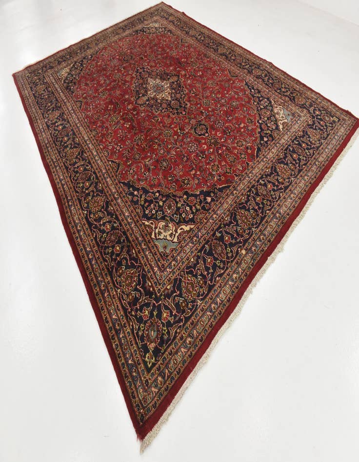 Detail image of 9' 9 x 12' 7 Hand Knotted Mashad Persian Wool Rug