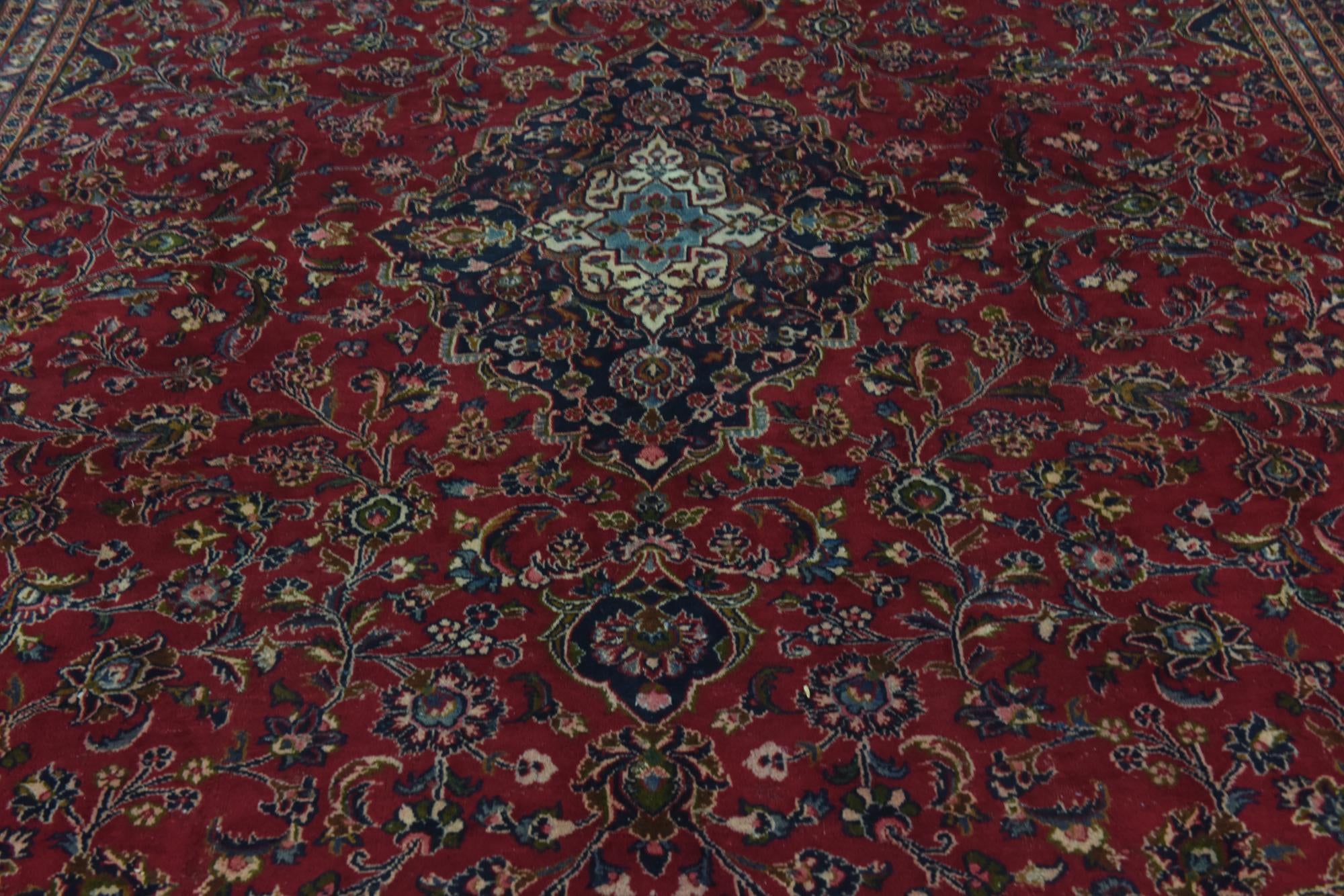 9' 9 x 12' 7 Hand Knotted Mashad Persian Wool Rug