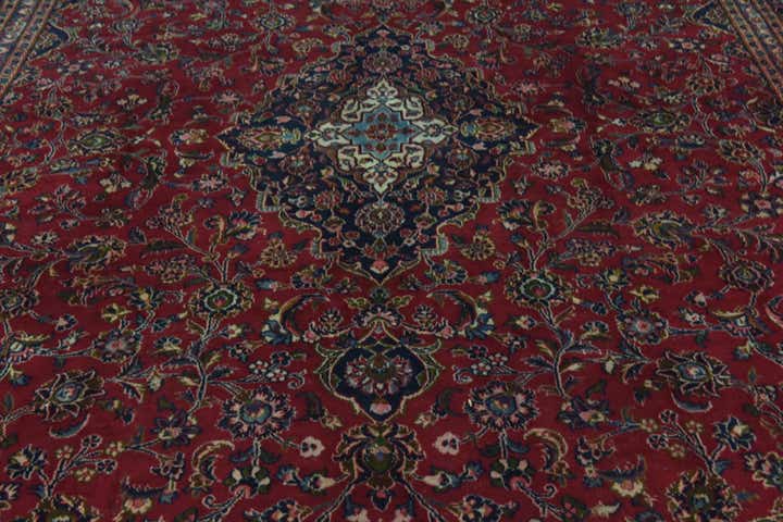 9' 9 x 12' 7 Hand Knotted Mashad Persian Wool Rug