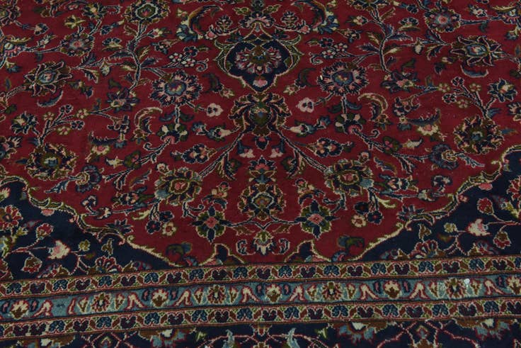 Detail image of 9' 9 x 12' 7 Hand Knotted Mashad Persian Wool Rug