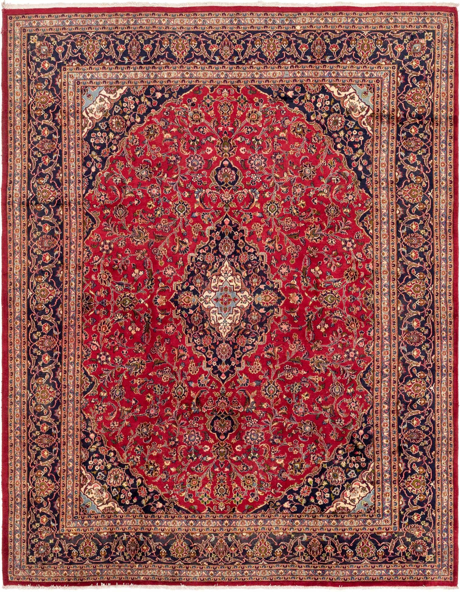 9' 9 x 12' 7 Hand Knotted Mashad Persian Wool Rug