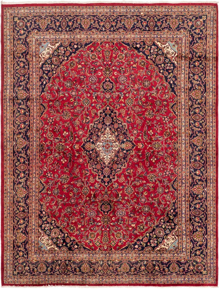 Detail image of 9' 9 x 12' 7 Hand Knotted Mashad Persian Wool Rug