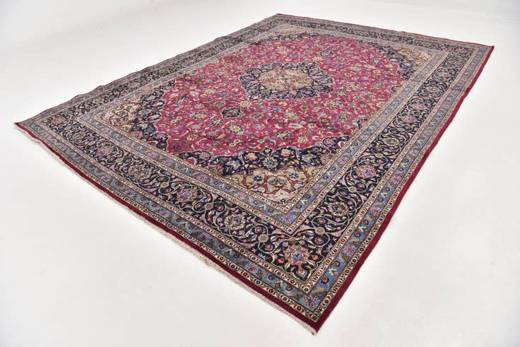 Detail image of 9' 8 x 13' Hand Knotted Mashad Persian Wool Rug