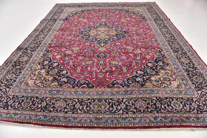 9' 8 x 13' Hand Knotted Mashad Persian Wool Rug