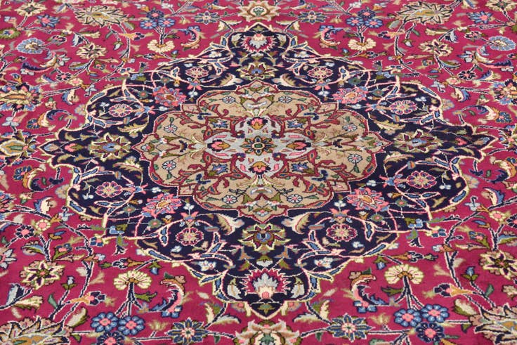 Detail image of 9' 8 x 13' Hand Knotted Mashad Persian Wool Rug