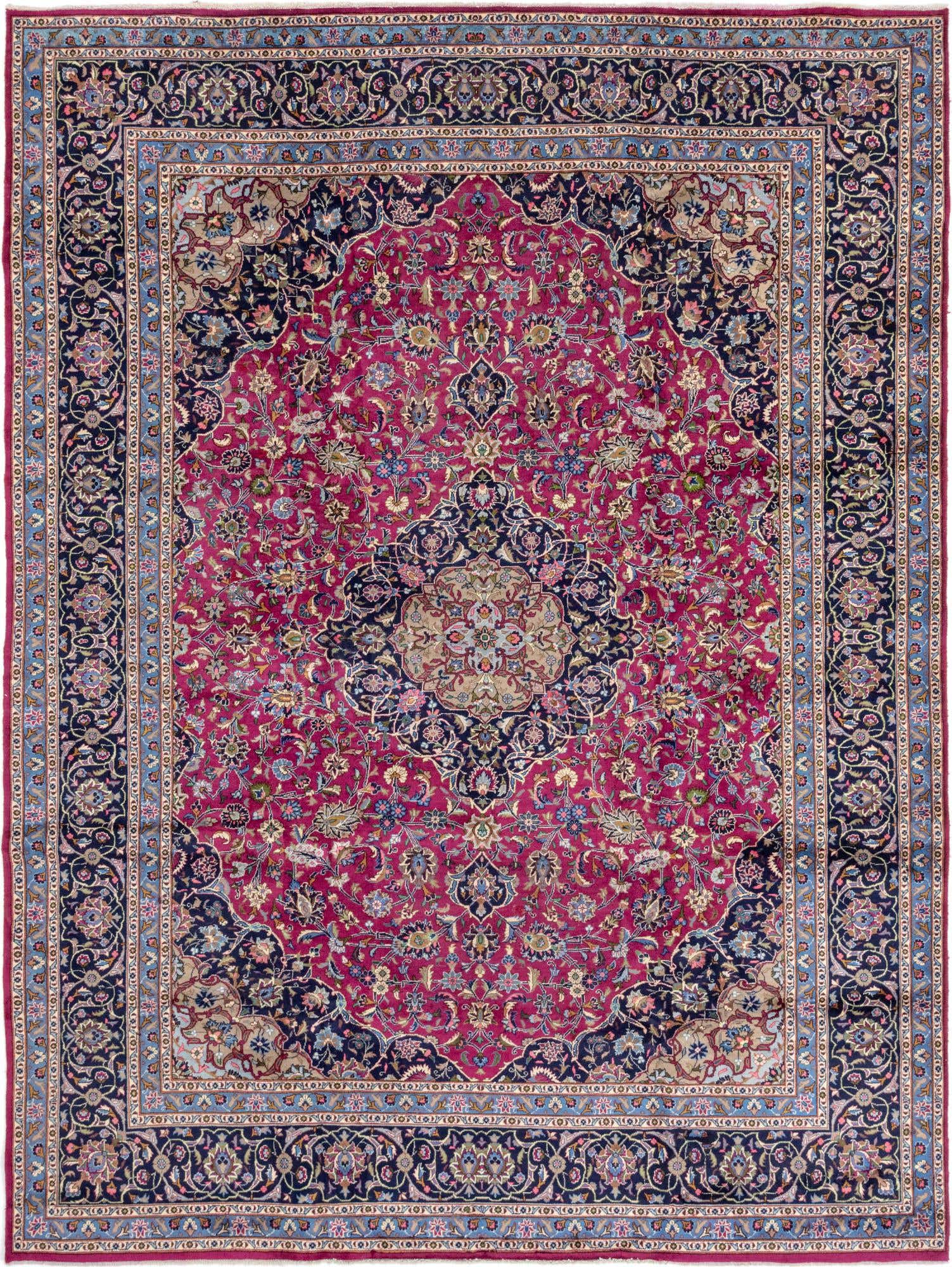 9' 8 x 13' Hand Knotted Mashad Persian Wool Rug
