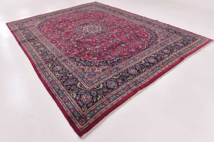 9' 9 x 13' Hand Knotted Mashad Persian Wool Rug